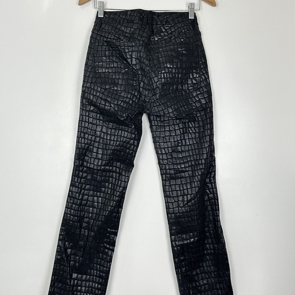 Good American Women's High Rise Good Straight Leg Jeans in Black Croc Size 2/26 - Picture 7 of 9
